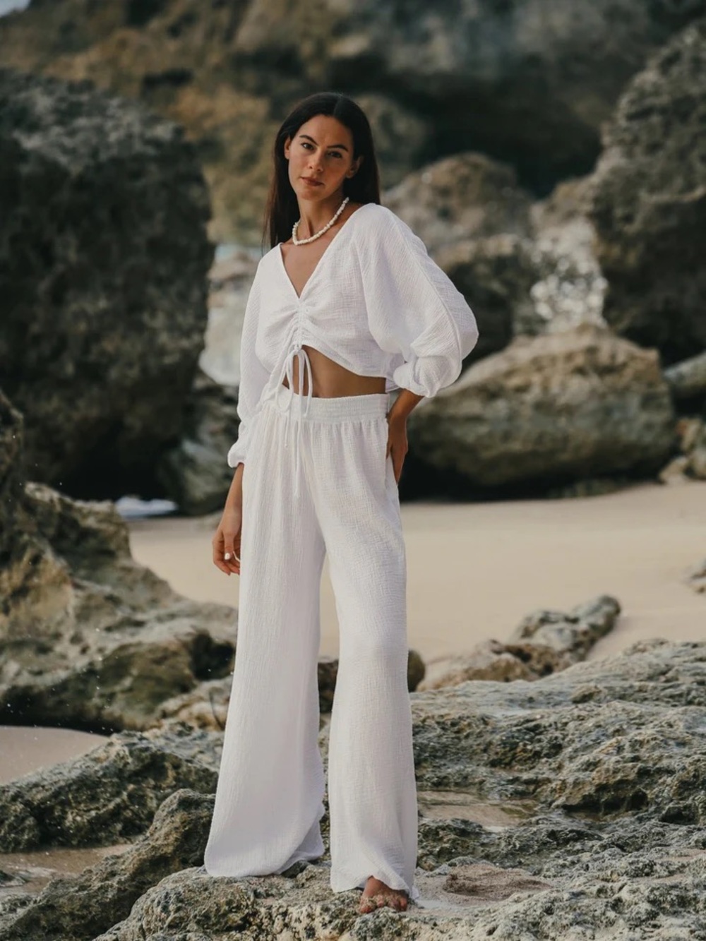 The Handloom Skye Palazzo Wide Leg Pants